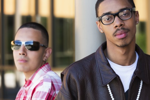 Teenage boys standing outdoors