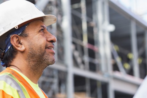 Hispanic worker at construction site