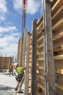 Caucasian workers at construction site