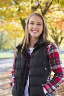 Caucasian woman smiling in park