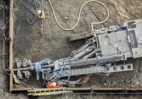 High angle view of workers at construction site