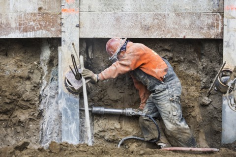 Caucasian worker at construction site
