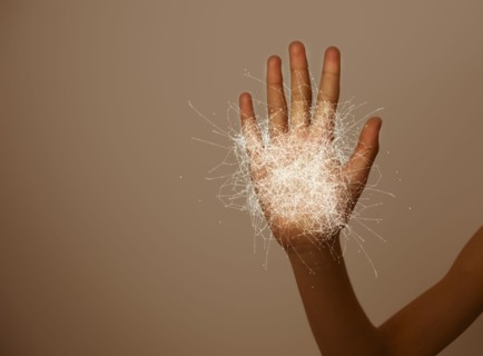 Hand of mixed race girl with graphic pattern