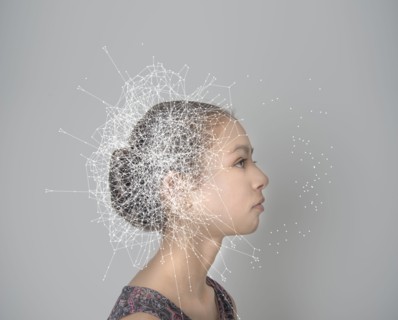 Mixed race girl with spider web pattern