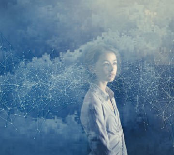 Mixed Race girl in networking pixels