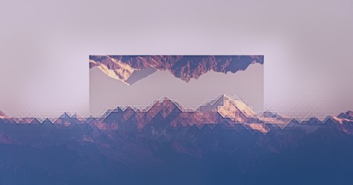 Mirror images of mountain landscape
