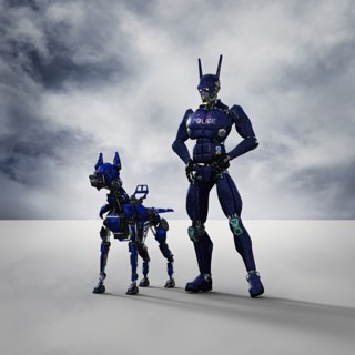 Robot police officer and dog