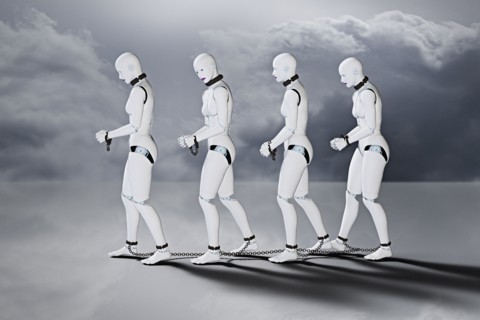 Robot women slaves in chains