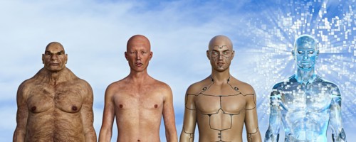 Evolution of man from caveman to robot