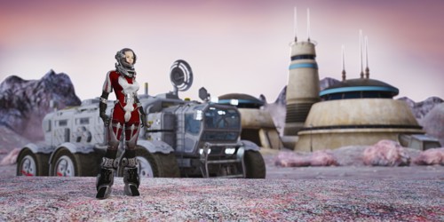 Astronaut exploring planet