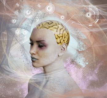 Woman with artificial intelligence brain