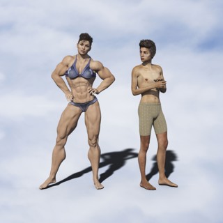 Strong woman and weak man