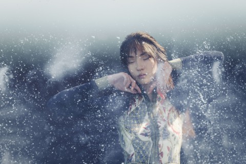 Droplets splashing near woman