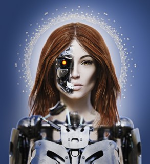 Portrait of woman cyborg