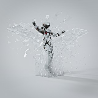 Robot shattering glass cube