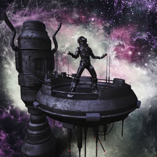 Man gesturing frustration in outer space