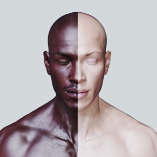 Man with different skin colors