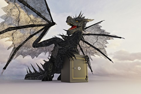 Dragon guarding safe