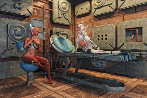 Cyborg women relaxing