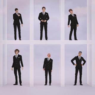 Variety of businessmen standing in cubes
