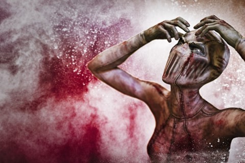 Frustrated gruesome woman monster