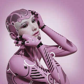 Alternative android woman with piercing