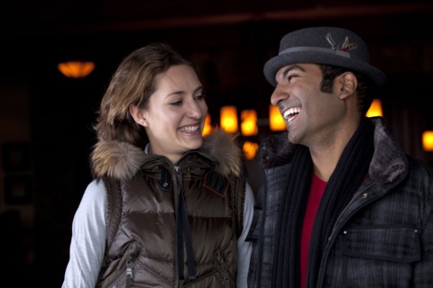 Happy couple laughing