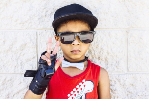 African American boy wearing bow tie