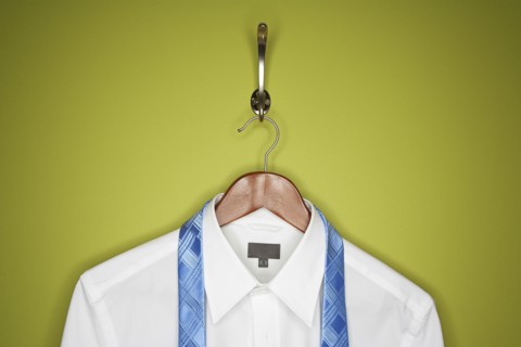 Dress shirt and tie on hanger