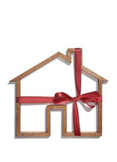 House shape wrapped in ribbon