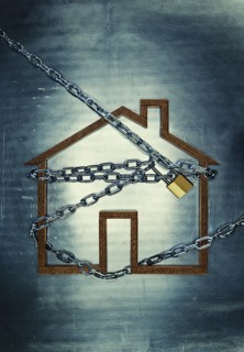 House shape locked in chains