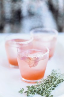 Close up of cocktails and fresh herbs