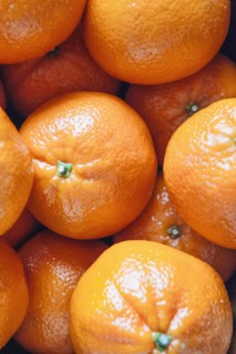 Close up of pile of oranges