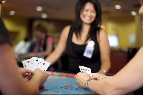 People playing poker in casino