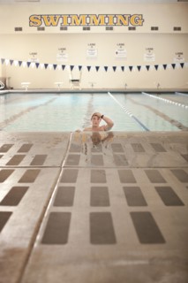 Caucasian swimmer in swimming pool
