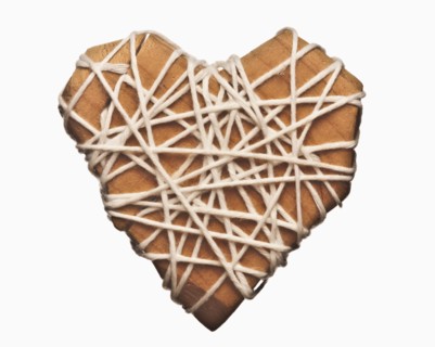 Wooden heart wrapped in string