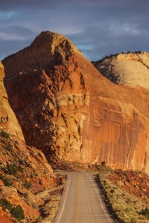 Rock formations over rural road