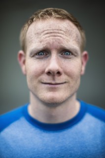 Close up of Caucasian man making a face
