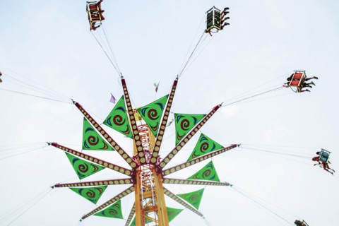 Low angle view of fairground ride