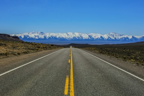 Road leading to mountains