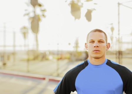 Caucasian man in sportswear outdoors