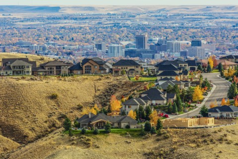 Aerial view of suburban landscape