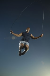 African American man jumping rope