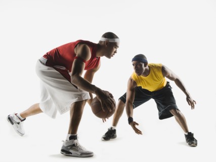 African men playing basketball