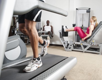 People exercising in health club
