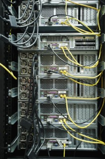Close up of server rack and wires
