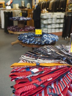 Ties displayed in clothing store