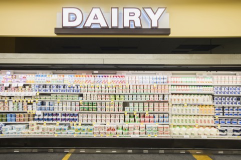 Dairy section of grocery store