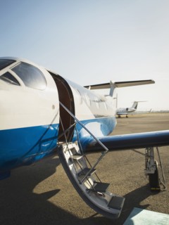 Airplane grounded on runway