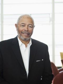 Black businessman smiling
